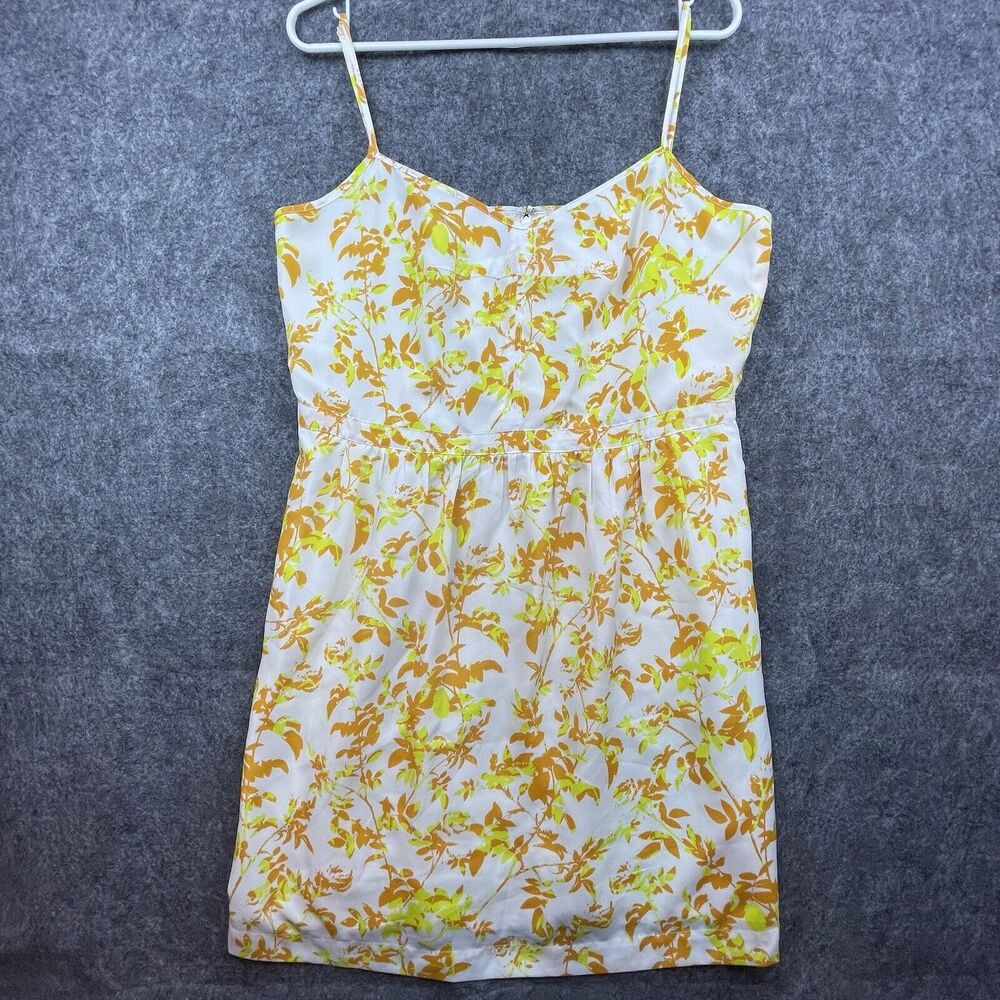 J Crew Dress 14 Yellow Orange White‎ Flowers Summer Lightweight Spring Pockets